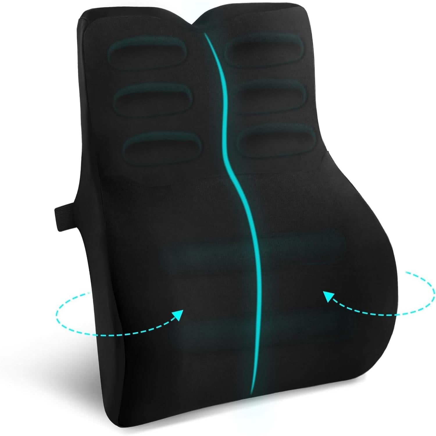 Lumbar Cushion for Car, Lumbar Cushion, Ergonomic Office Chair, Memory Foam Back Cushion, Lumbar Support Cushion for Car, Office, Travel, Black