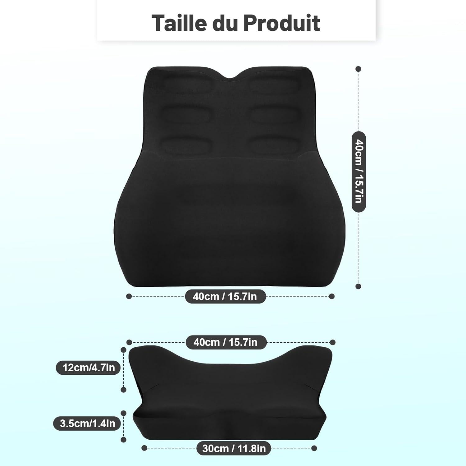 Lumbar Cushion for Car, Lumbar Cushion, Ergonomic Office Chair, Memory Foam Back Cushion, Lumbar Support Cushion for Car, Office, Travel, Black