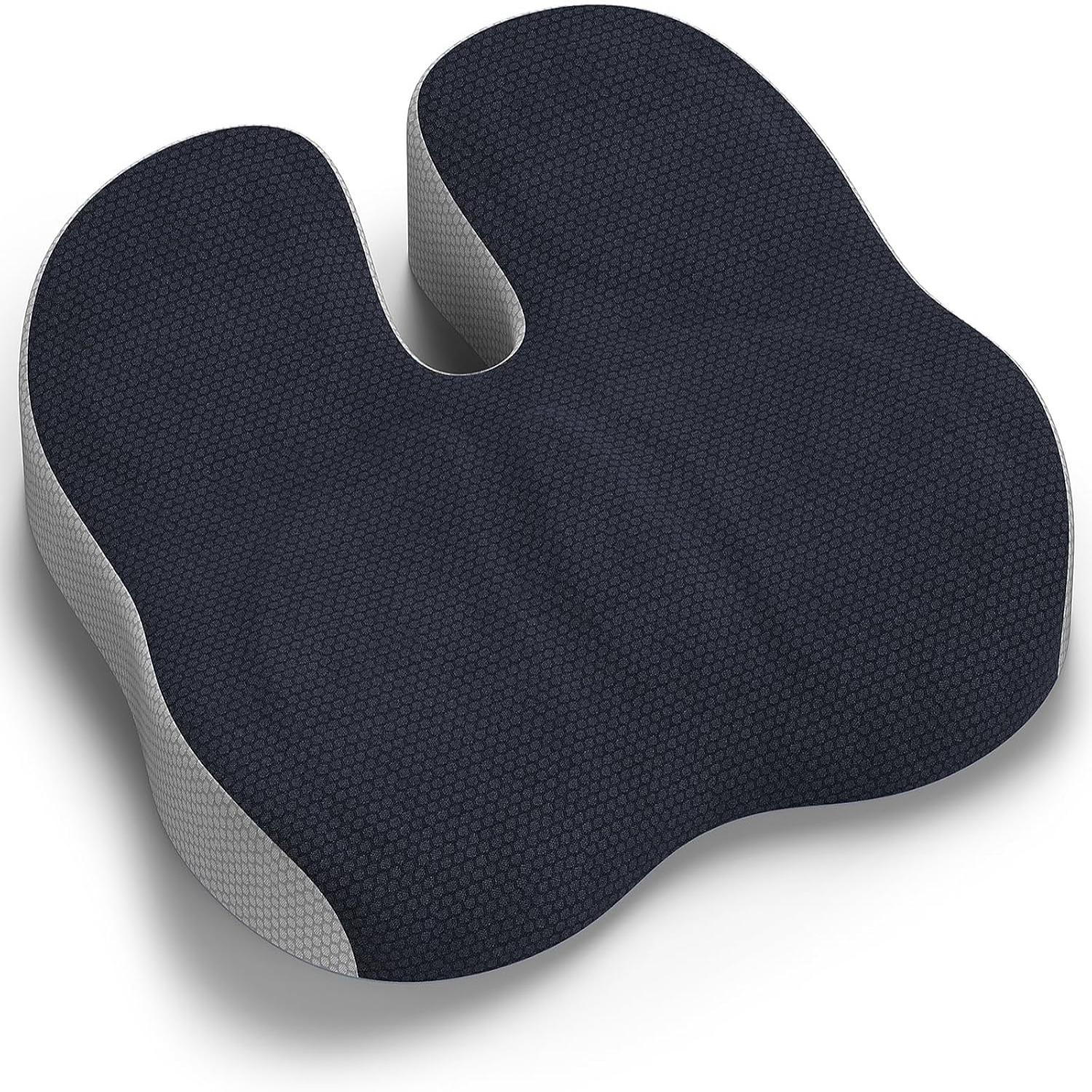 Office Chair Cushion, Orthopaedic Coccyx Seat Cushion, Memory Foam Ergonomic Office Chair Cushion, Pain Relieving Cushion for Office Chair for Car Gaming - Black
