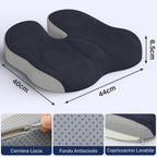 Office Chair Cushion, Orthopaedic Coccyx Seat Cushion, Memory Foam Ergonomic Office Chair Cushion, Pain Relieving Cushion for Office Chair for Car Gaming - Black