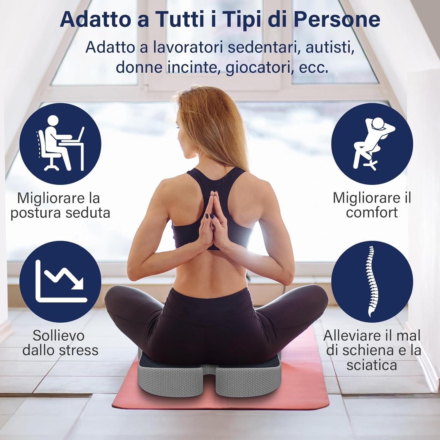 Office Chair Cushion, Orthopaedic Coccyx Seat Cushion, Memory Foam Ergonomic Office Chair Cushion, Pain Relieving Cushion for Office Chair for Car Gaming - Black