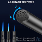Lockable Lighter Jet Flame, 19 cm Windproof Lighter, Gas Refillable Windproof Long Stick Lighter, Jet Lighter, Black (Sold without Butane Gas)