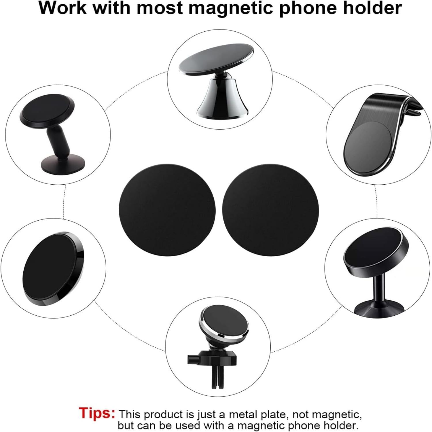 Metal Plate Mobile Phone 4 Pieces Metal Plates with Adhesive Film for Car Magnetic Mobile Phone Holder, Metal Plates for Magnetic Mobile Phone Holder, Metal Plate for Magnets/Toni Figures, 4