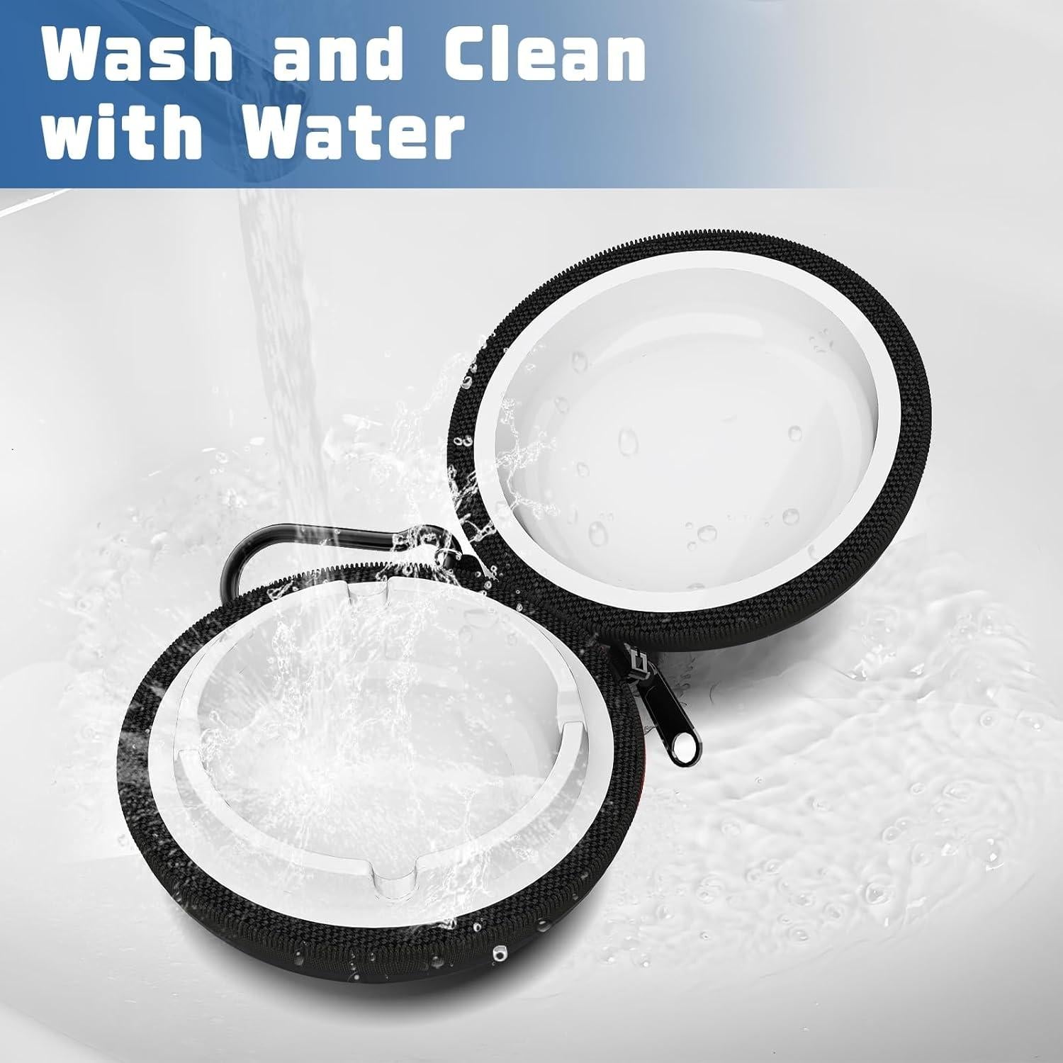 Portable Ashtray, Zipper Pocket Ashtray in Metal Sealed Anti-Odor with Key Ring for Travel, Smoking, Hiking, White