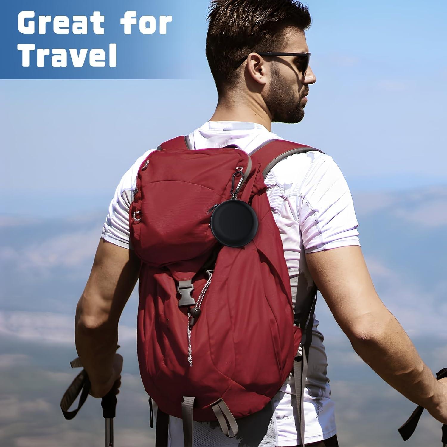 Portable Ashtray, Zipper Pocket Ashtray in Metal Sealed Anti-Odor with Key Ring for Travel, Smoking, Hiking, White