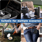 Portable Ashtray, Zipper Pocket Ashtray in Metal Sealed Anti-Odor with Key Ring for Travel, Smoking, Hiking, White