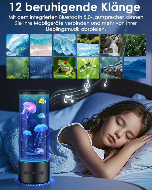 Jellyfish Lamp with 12 White Noise & 5.0 Bluetooth Speaker, Jellyfish Lamp with 10 Colours & Remote Control, LED Lava Lamp Jellyfish for Children and Adults, Home Decoration, Office-1 [Energy Class A]