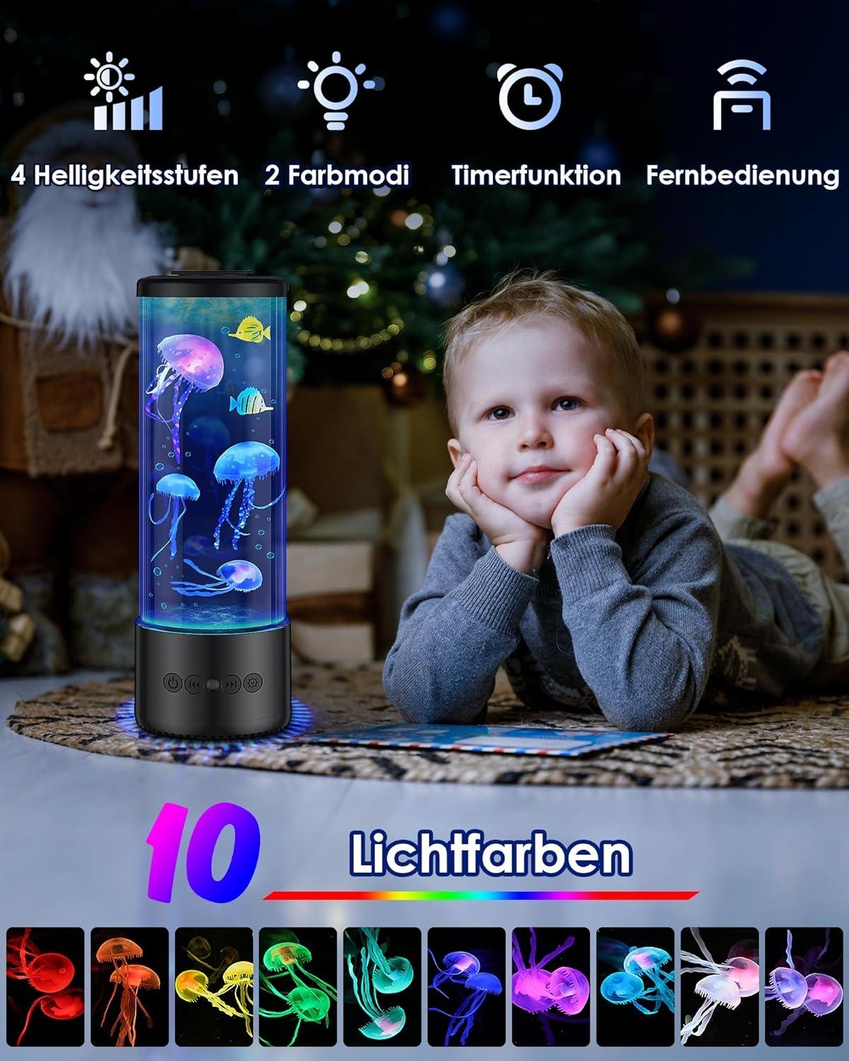 Jellyfish Lamp with 12 White Noise & 5.0 Bluetooth Speaker, Jellyfish Lamp with 10 Colours & Remote Control, LED Lava Lamp Jellyfish for Children and Adults, Home Decoration, Office-1 [Energy Class A]