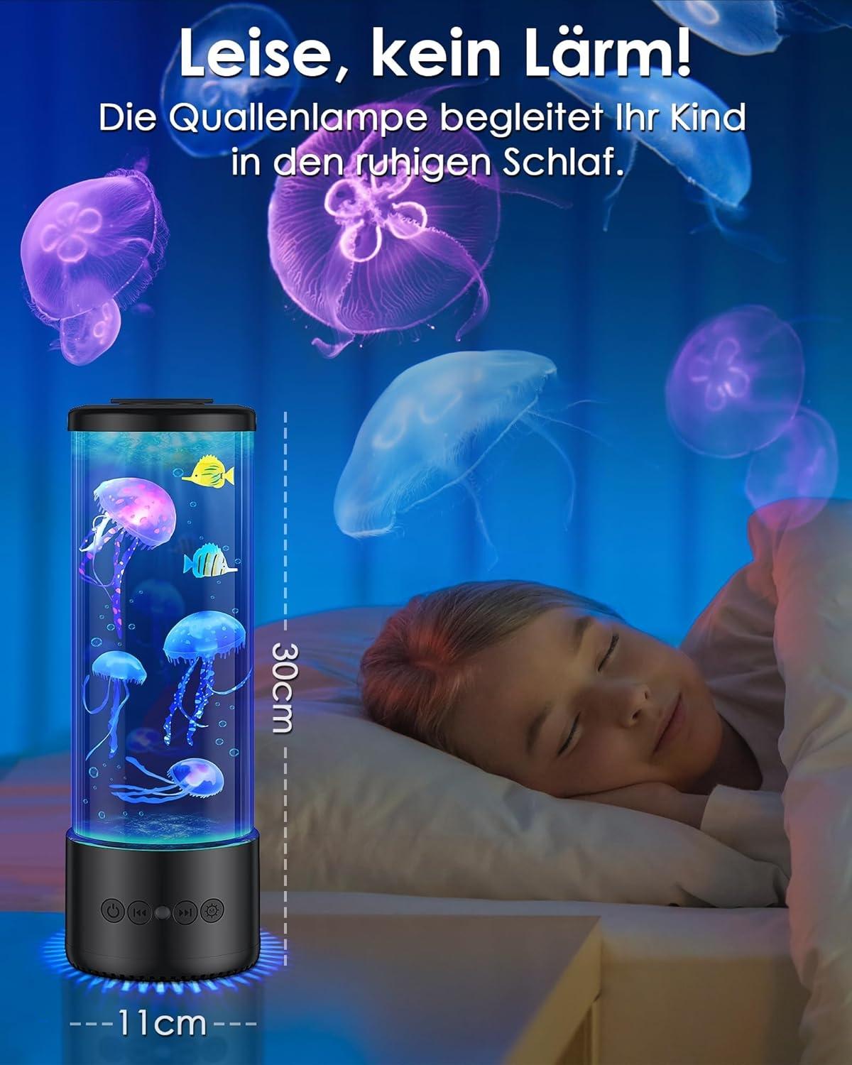 Jellyfish Lamp with 12 White Noise & 5.0 Bluetooth Speaker, Jellyfish Lamp with 10 Colours & Remote Control, LED Lava Lamp Jellyfish for Children and Adults, Home Decoration, Office-1 [Energy Class A]